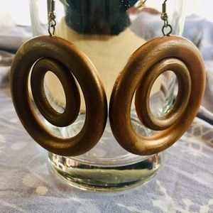 2007 BRONZE WOODEN BOHO NECKLACE AND EARRING SET